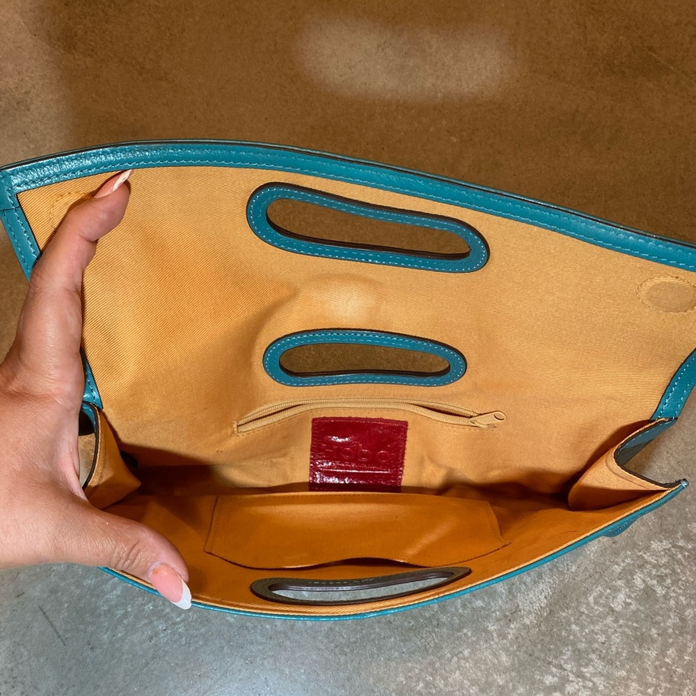🍄 Hobo The Original Katrina Turquoise Leather Clutch - Picture 5 of 15